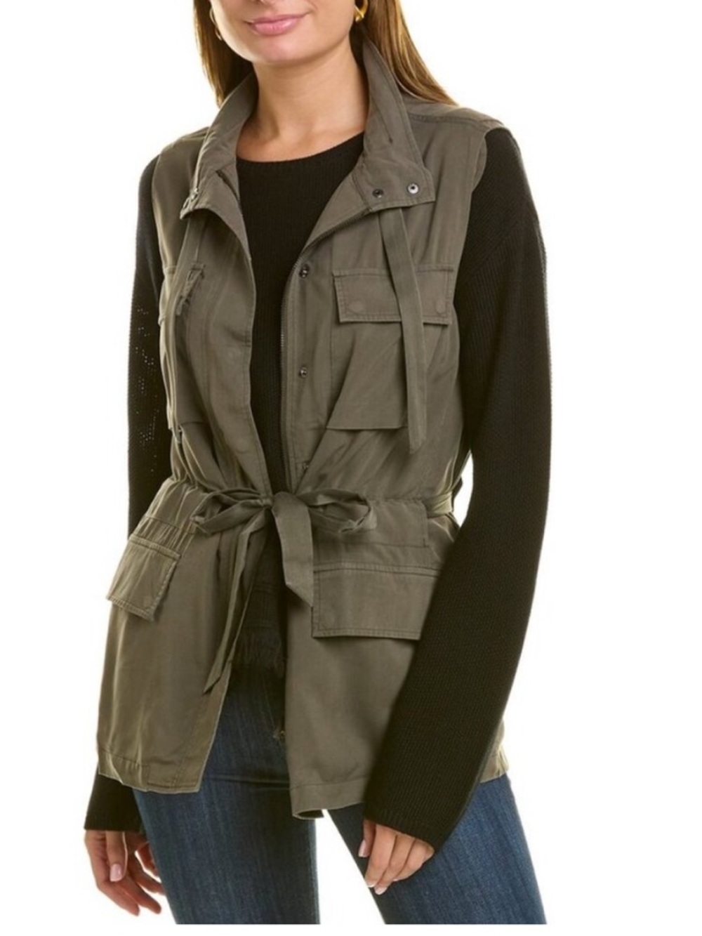 Go By GoSilk Women's Safari Cargo Utility Vest Olive Green Multi Pocket XS